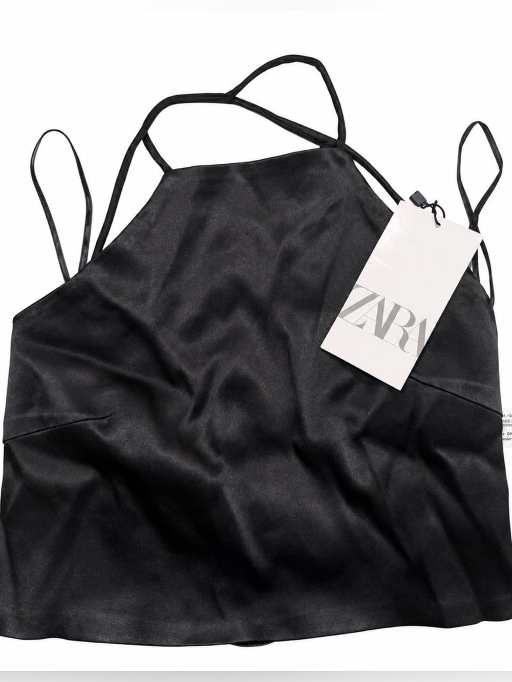 Zara Black Strapless Satin Dress with Thin Straps